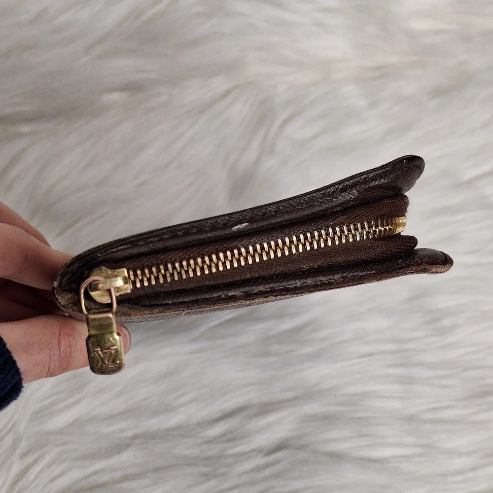 LOUIS VUITTON Zippy Damier Long Zipper Wallet LV Brown